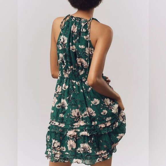 NWT Size SP - The Somerset Halter Mini Dress dark green floral (NWT US$ 148) - Picture 4 of 16